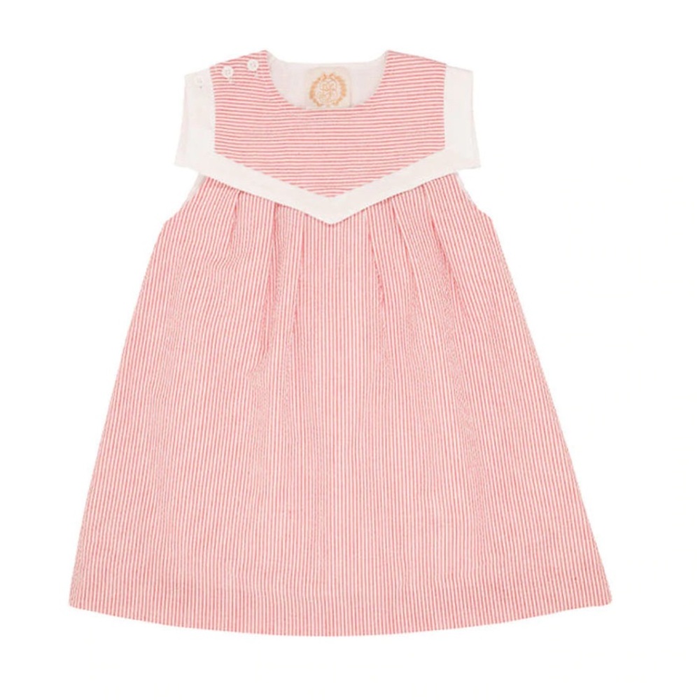 Beaufort Bonnet Company Sarah Sailboat Dress in Richmond Red Seersucker